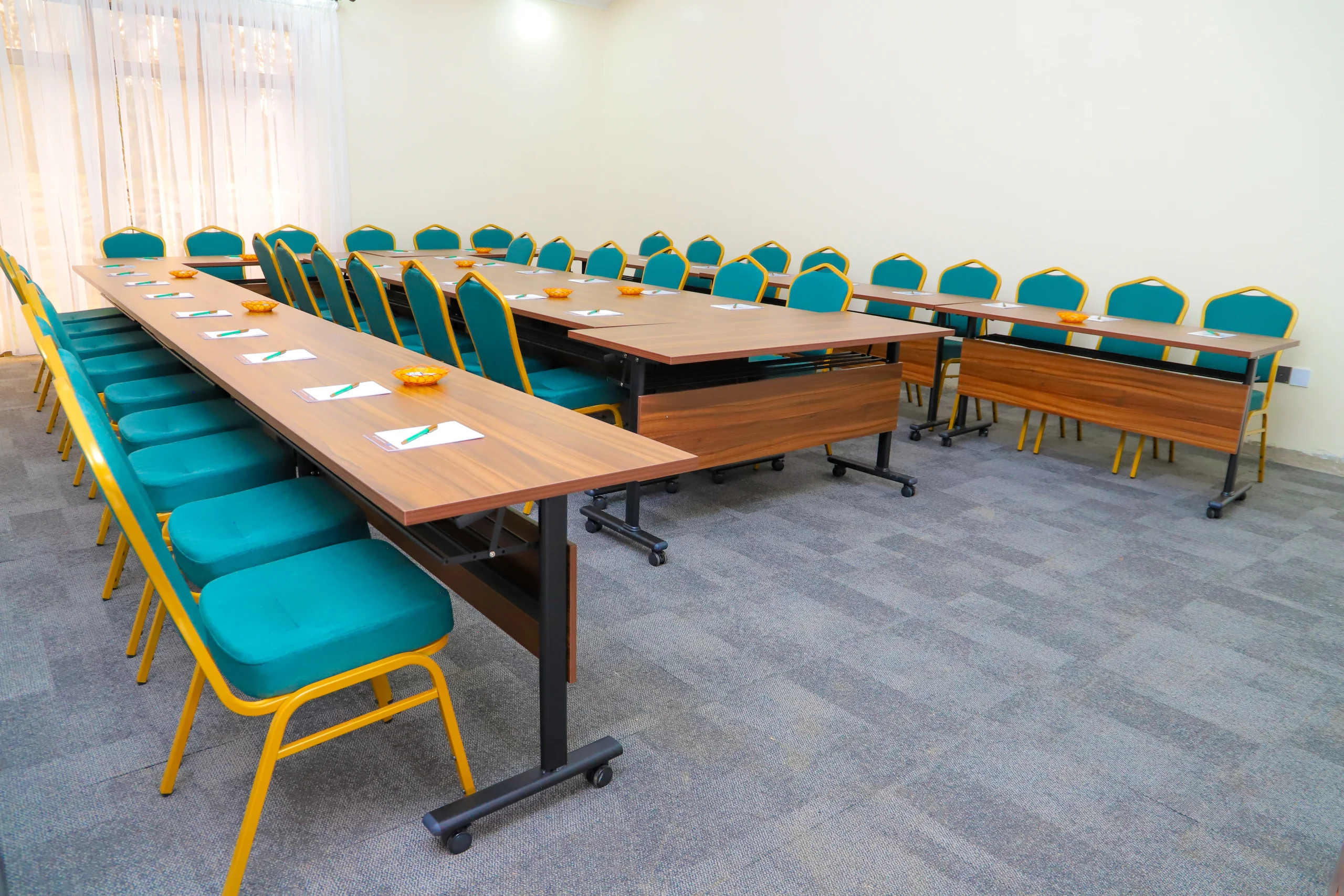 Training session in classroom arrangement